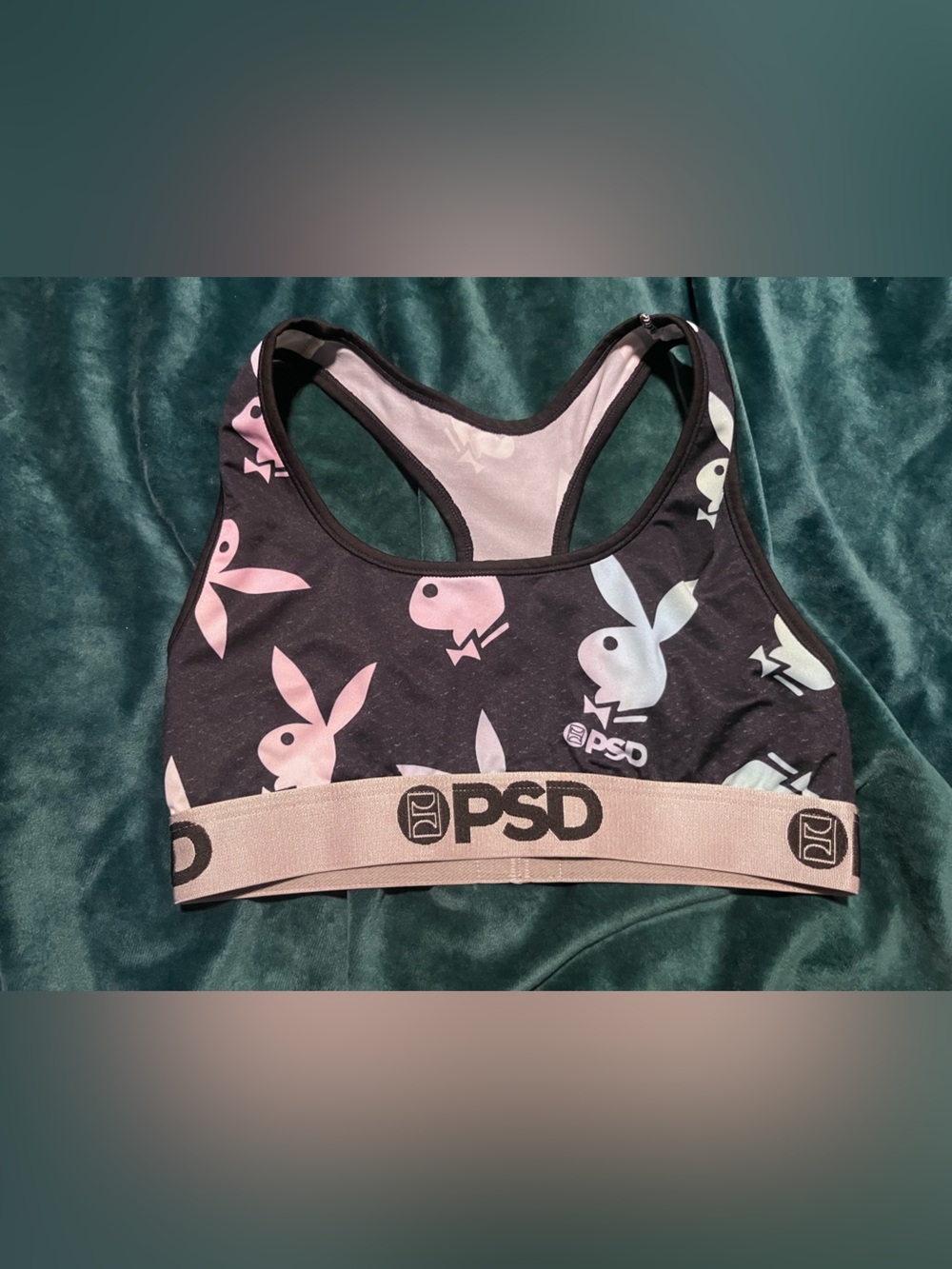 PSD Women's Black & Pink Playboy Bunny Sports Bra